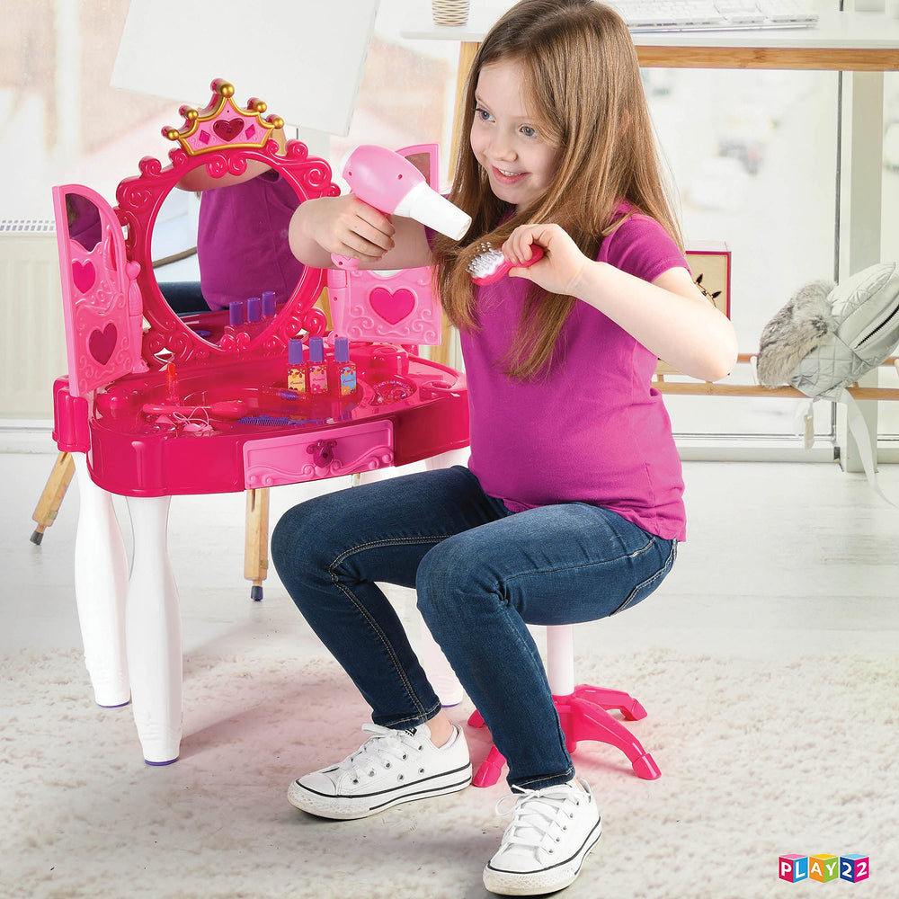 Play22 vanity dressing table with stool for pretend styling sessions