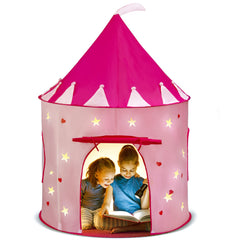 Play22 Princess Castle Pink quick pop-up setup with sturdy frame.