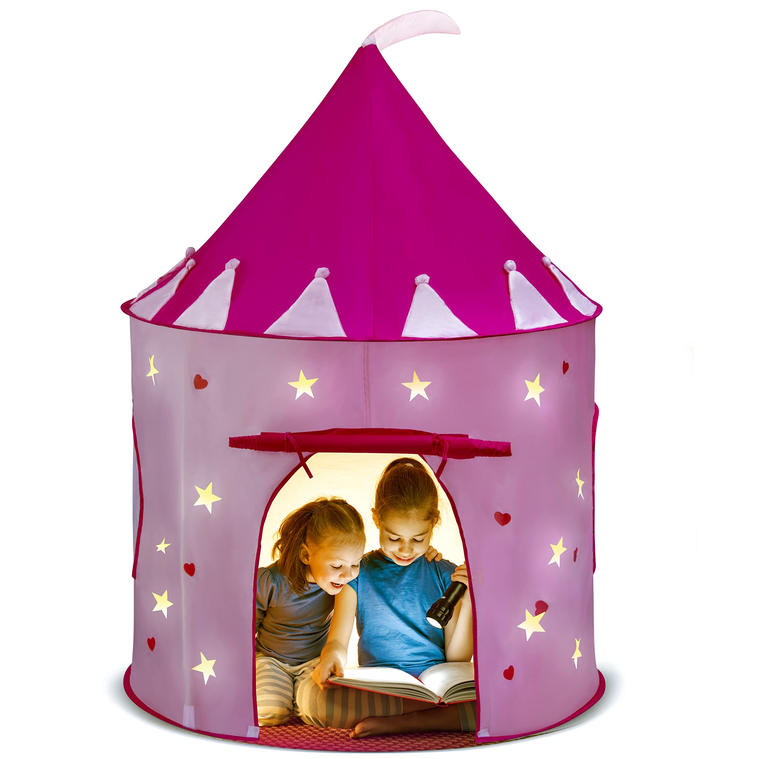 Play22 Princess Castle Pink two ventilation windows for comfort.