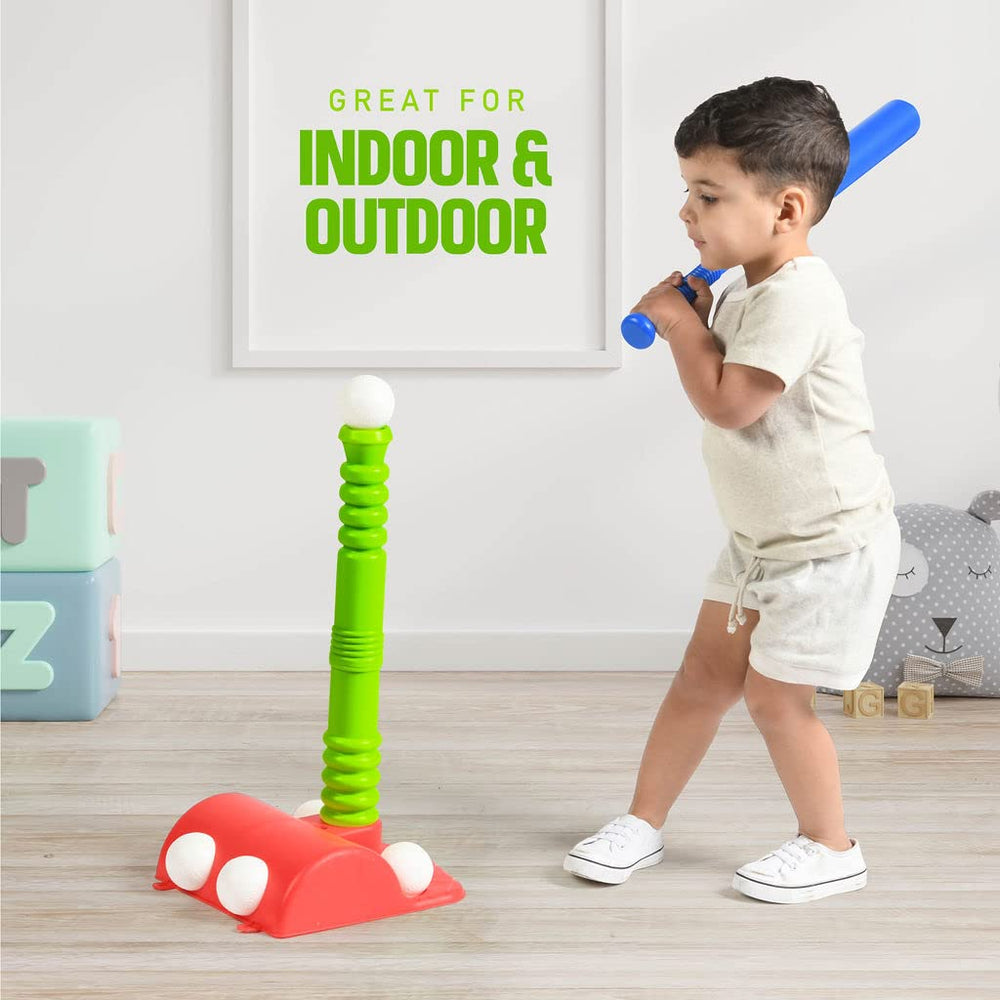 Play22 t-ball stand wall-mount keeps play area neat and organized.