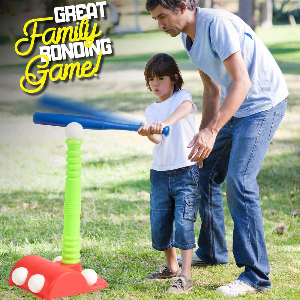 Play22 adjustable 20in tee supports comfortable swings for kids.
