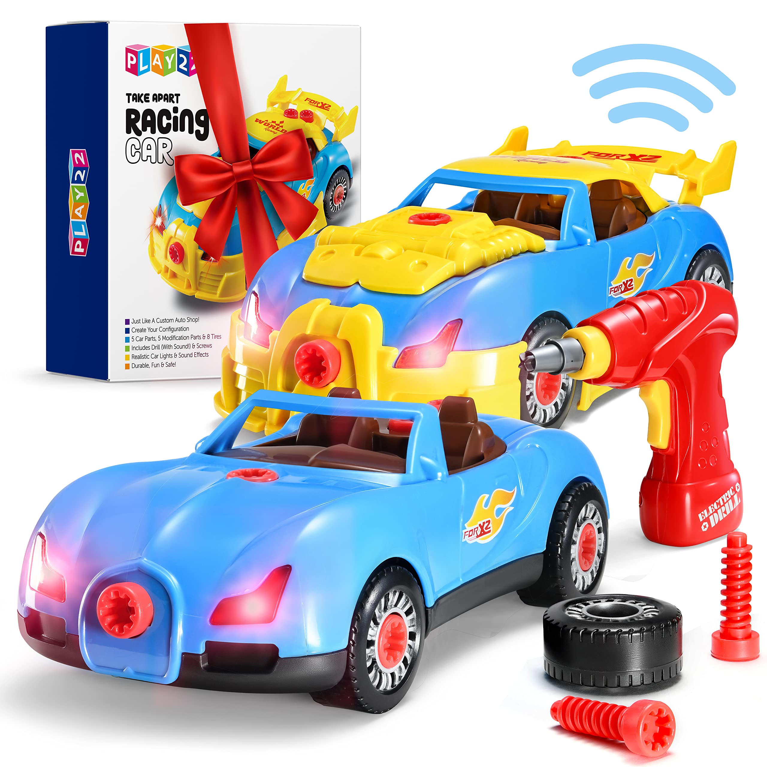 Play22 take-apart racing car drill for hands-on learning and motor skill practice