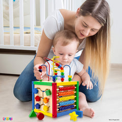 Play22 shape sorter section helps recognize shapes in a colorful cube.