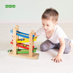 Play22 wooden cars included, four pieces, perfect for immediate racing fun.