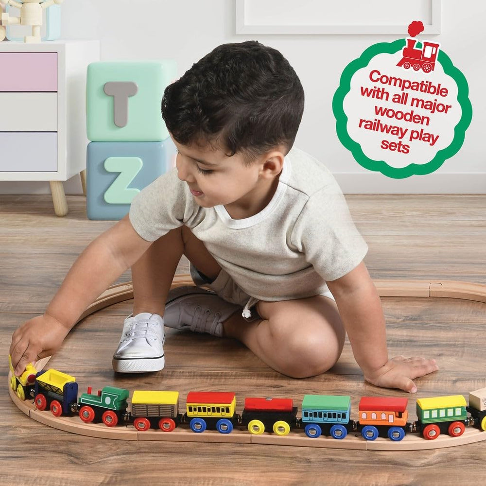 Play22 wooden train tender car with magnets for stable coupling setups