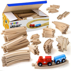 Play22 wooden train tracks with 52 pieces for imaginative play sessions.