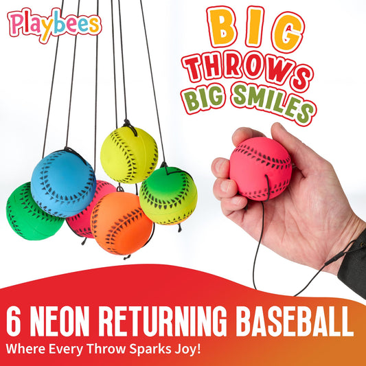 Playbees 2.25-inch balls with elastic cords for secure wrist-fit.
