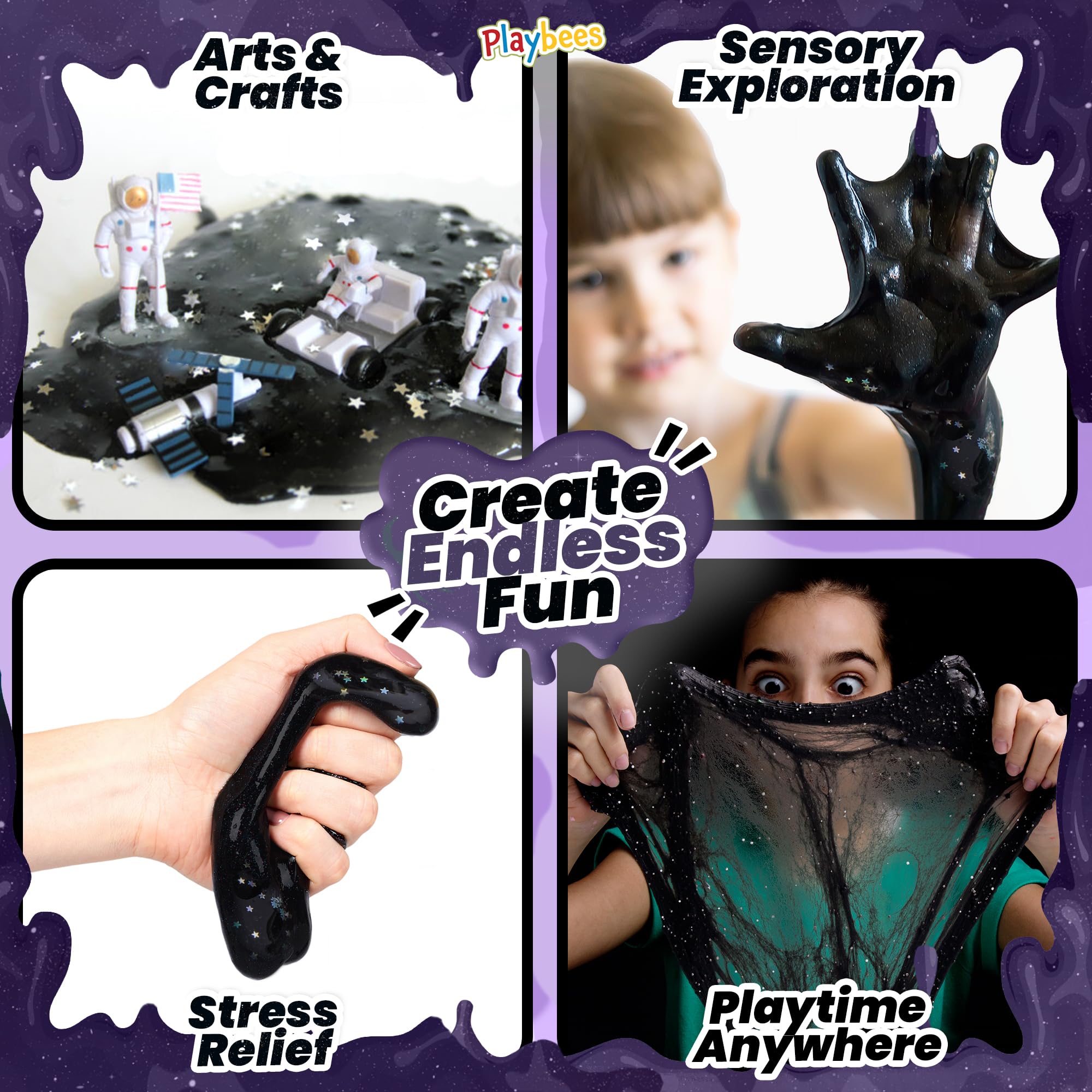 Playbees Arts and crafts slime setup for classroom activities.