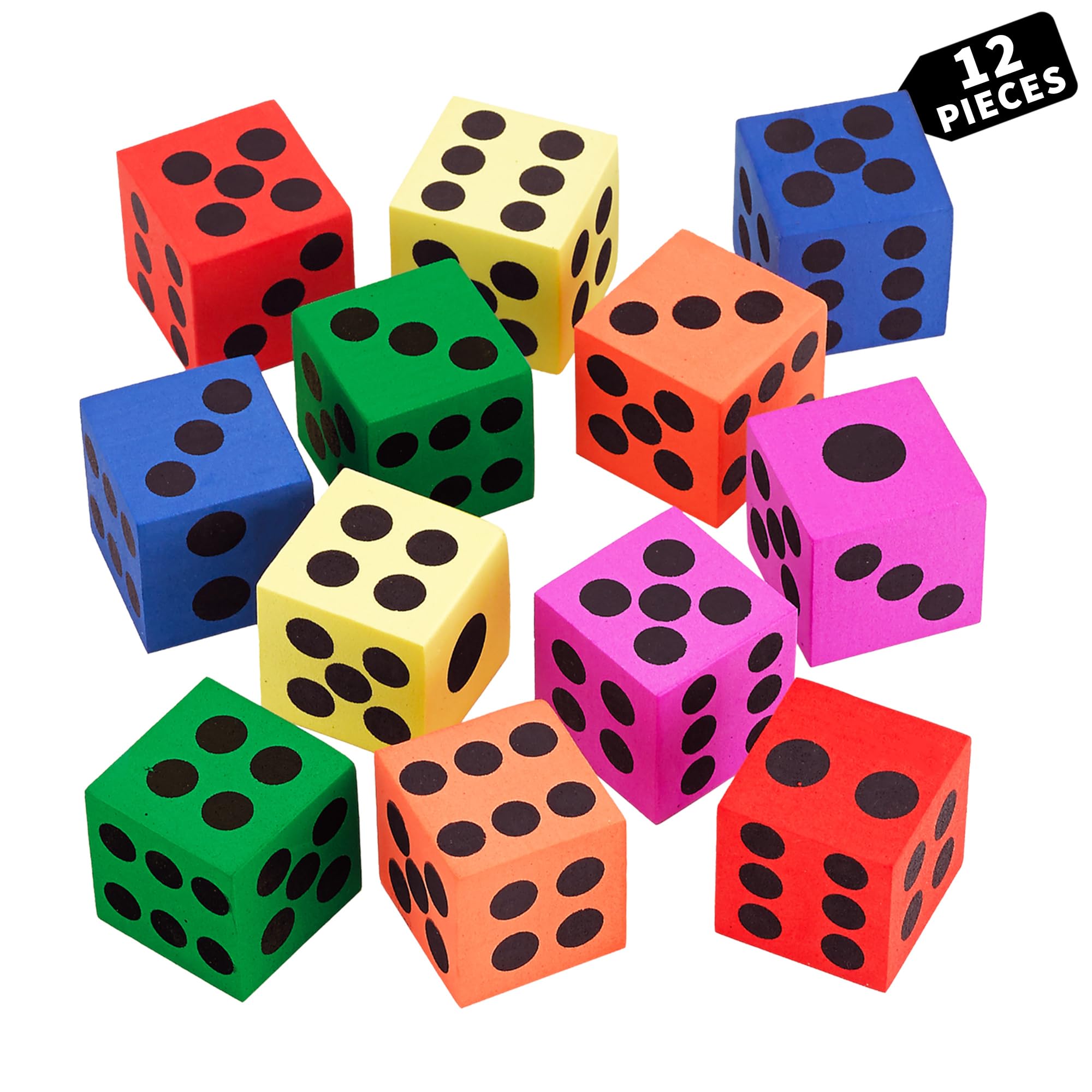 Playbees big foam dice 12-pack for classroom math activities and group play.