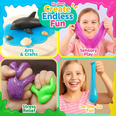 Playbees BPA-free container shows safe packaging for kids' slime.