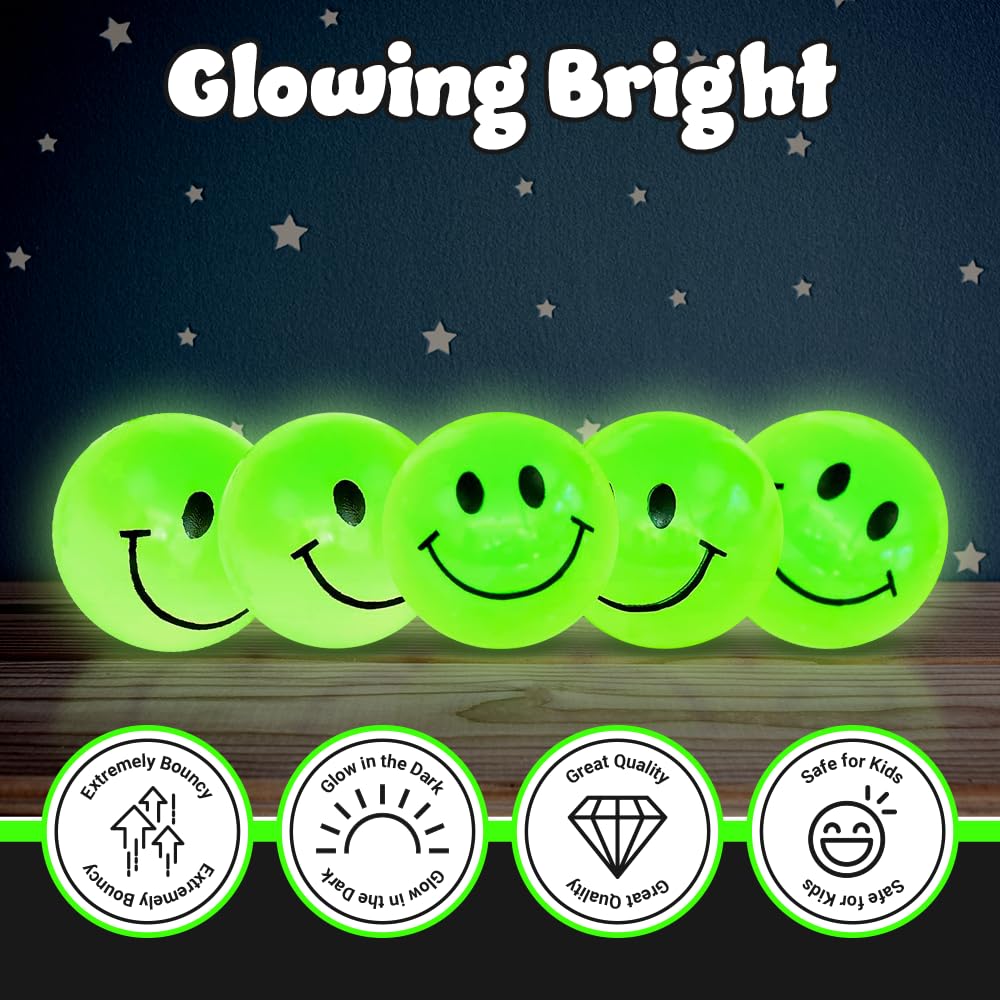 Playbees high-bounce ball, 1 inch, quick to glow after light exposure.