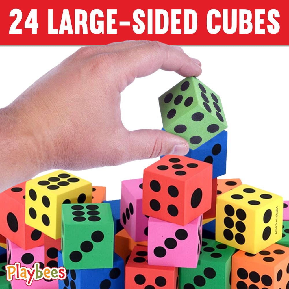Playbees colorful foam dice brighten games and learning sessions.