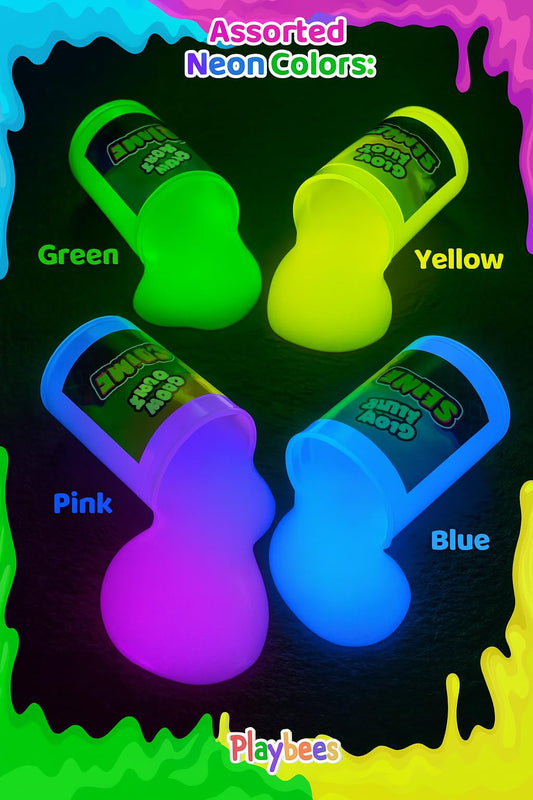 Playbees glow-in-the-dark slime closeup texture highlights gooey, tactile play.