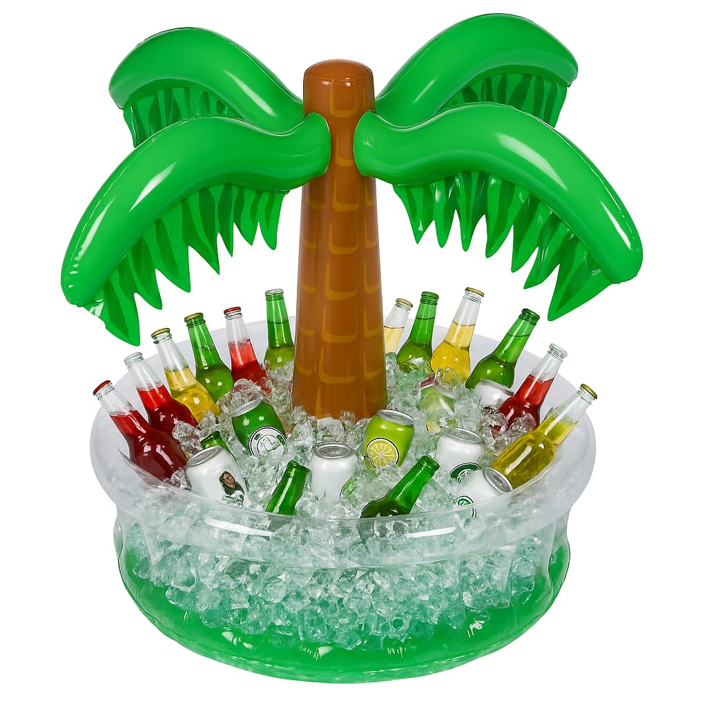 Playbees inflatable palm tree cooler 28 inches keeps drinks cool at pool parties