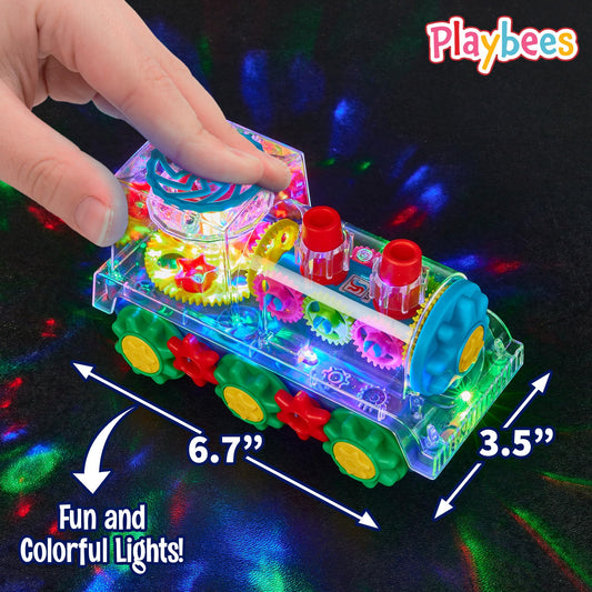 Playbees Light Up Train flashing lights to attract visual attention and interaction.