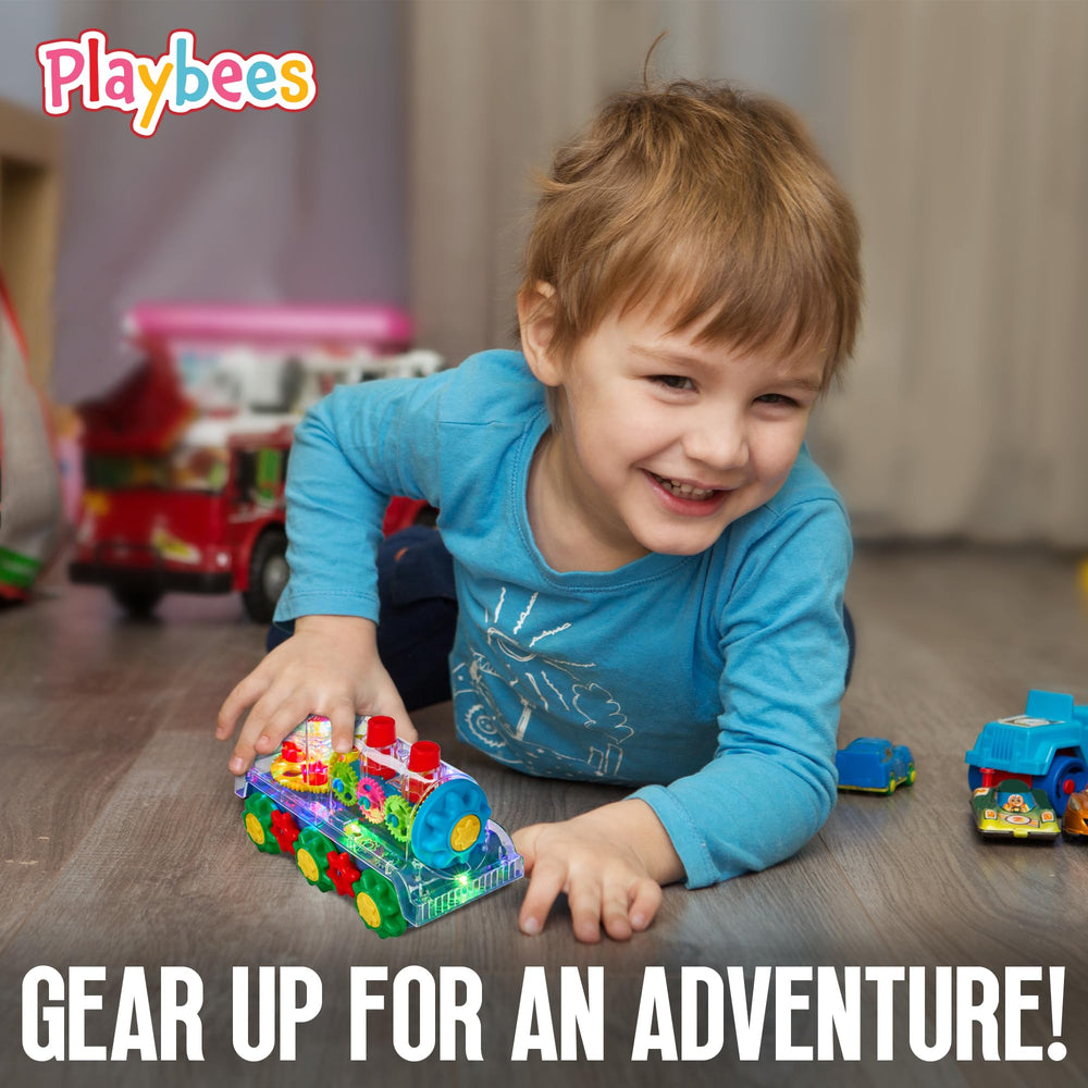Playbees Light Up Train produces music sounds that enhance interactive play sessions.