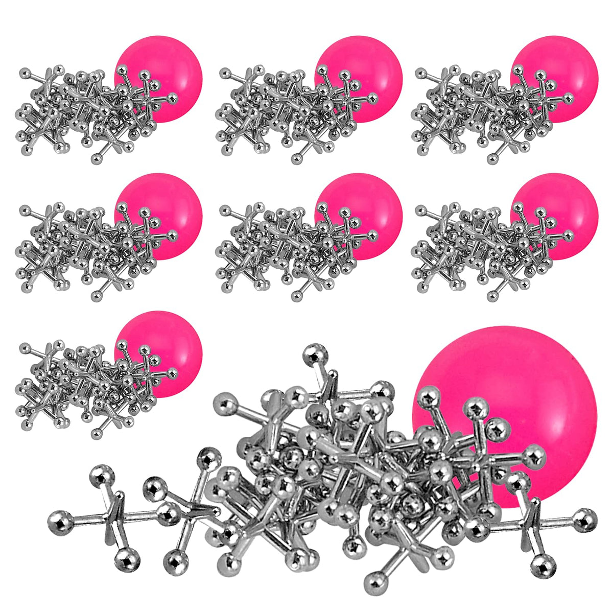 Playbees metal jacks set 24-pack for group play and skill building
