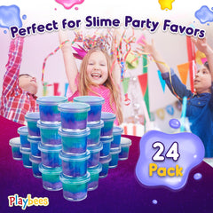 Playbees Mini Galaxy Slime on-the-go tactile play in cups.