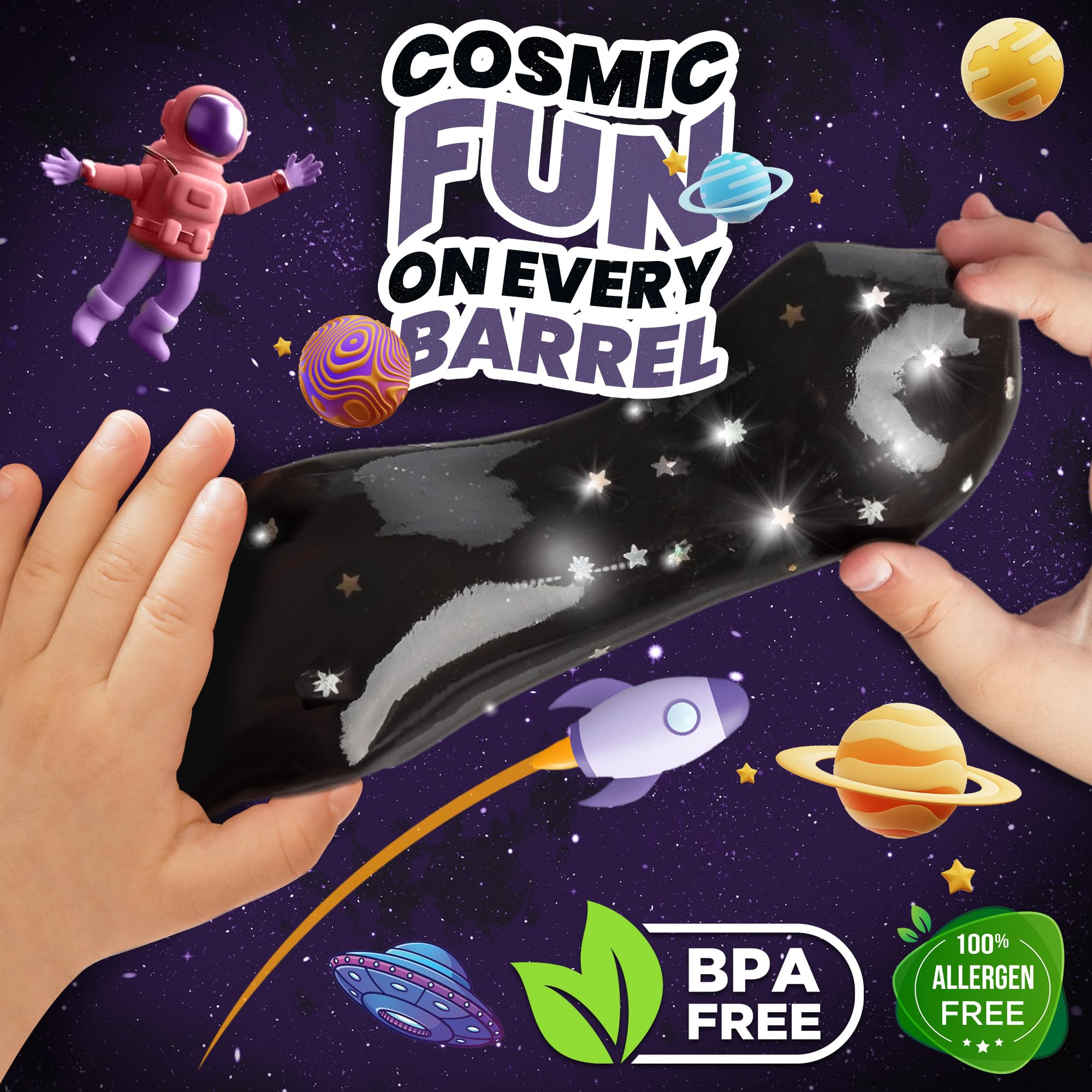 Playbees Non-sticky Galaxy Slime texture close-up for tactile use.