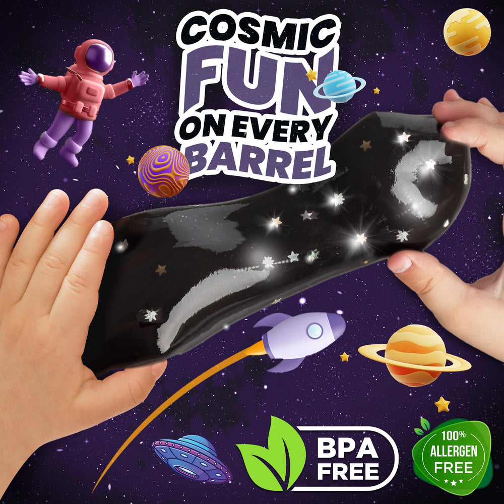 Playbees Non-sticky Galaxy Slime texture close-up for tactile use.
