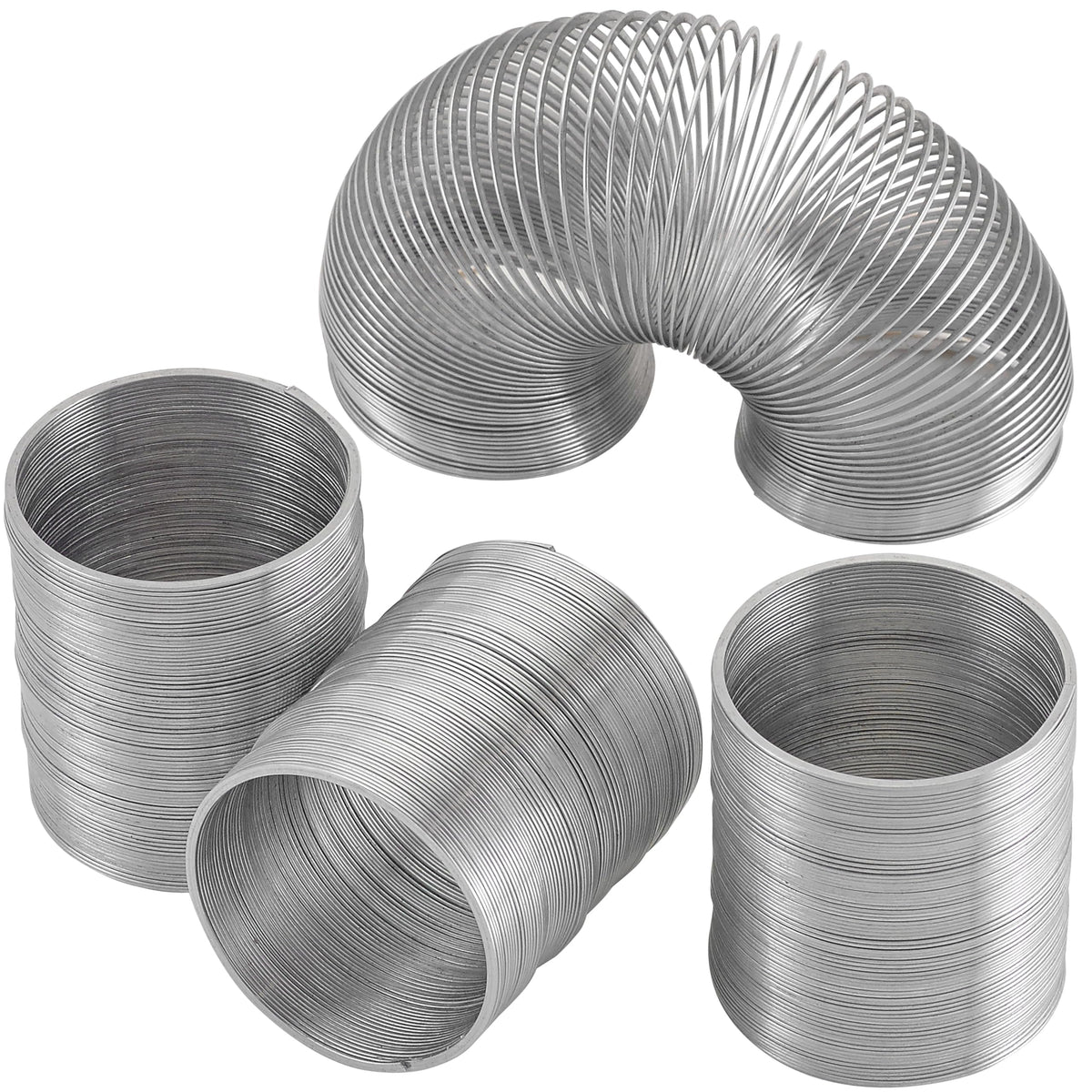 Playbees original metal coil slinky 4-pack offers durable, classic fun for all ages.