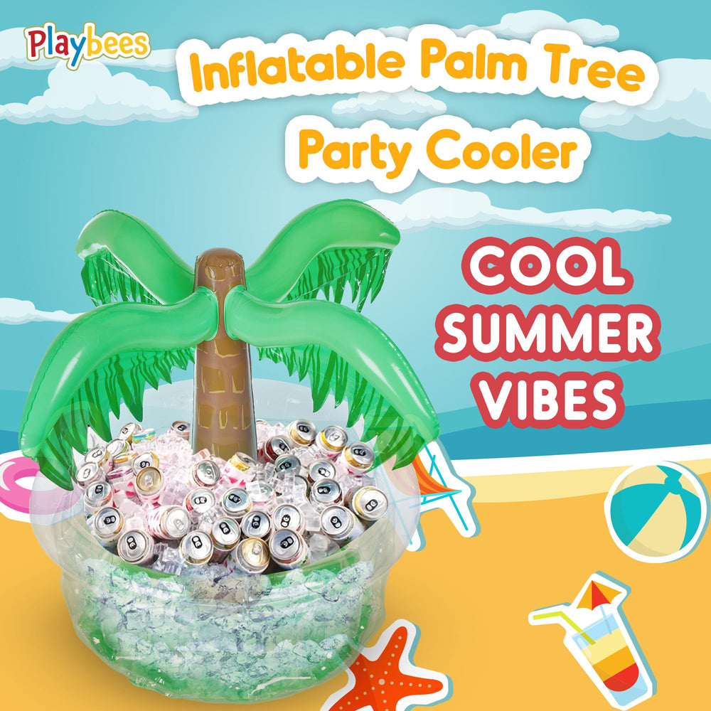 Playbees palm tree party centerpiece doubles as a beverage cooler for guests