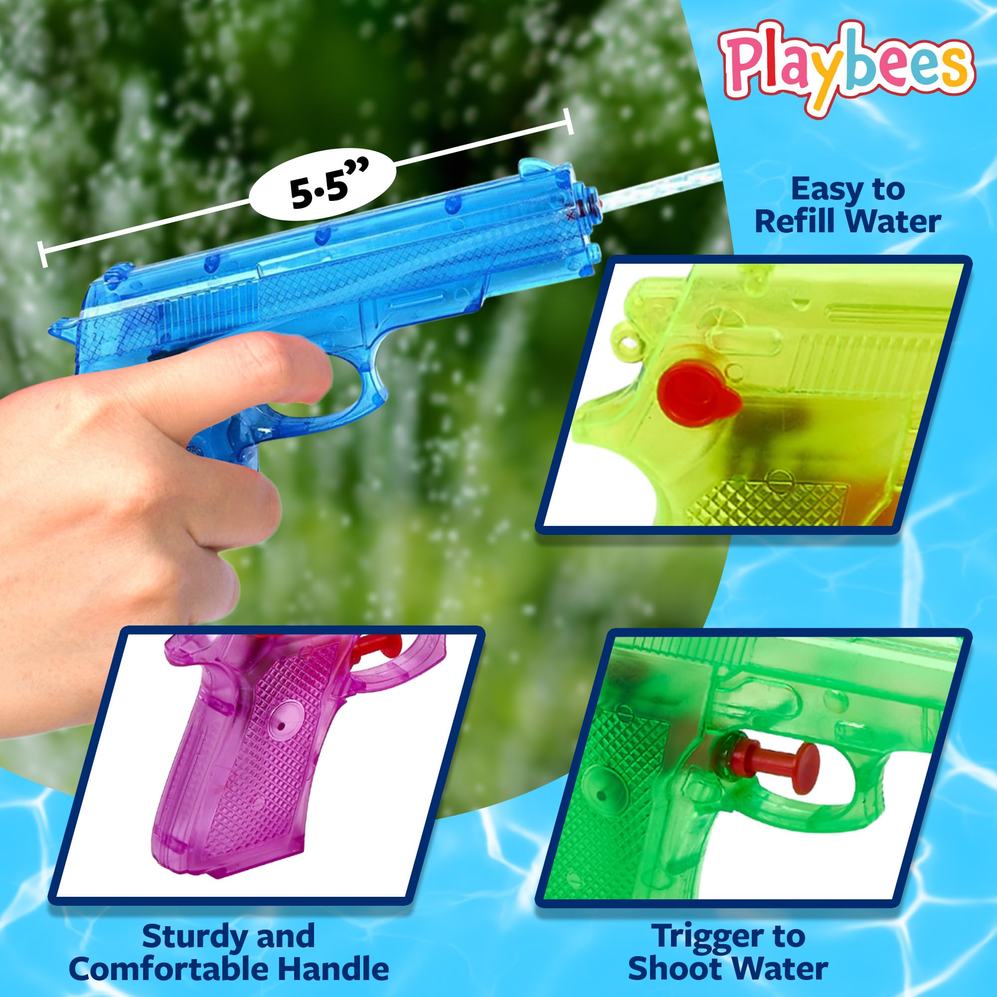Playbees Water Blasters 6inch, compact design easy to carry to pool