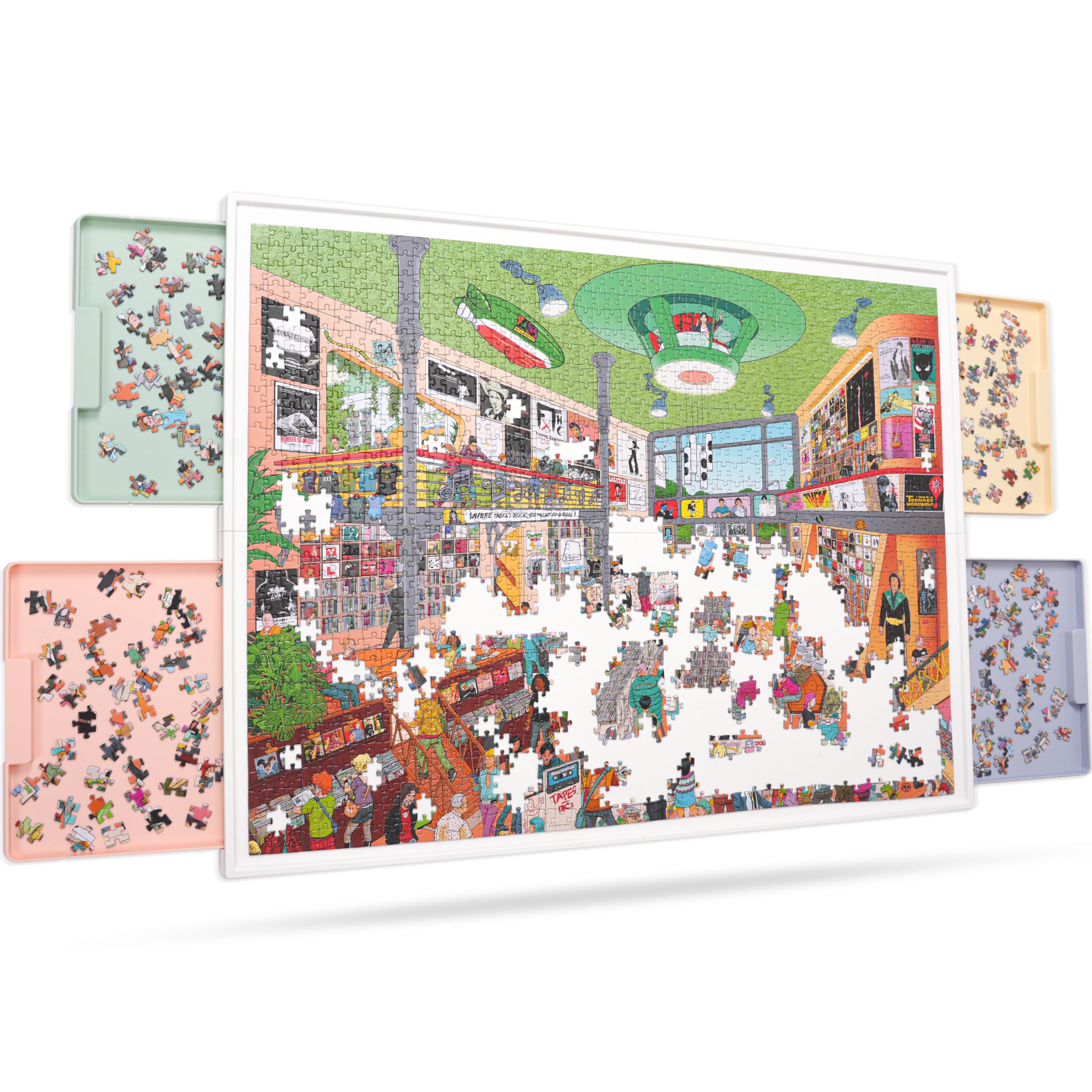 Playboda 2-in-1 rotating puzzle board top view for easy piece access