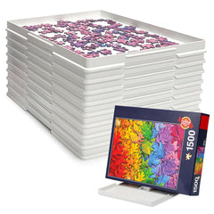 Playboda 9-pack puzzle trays with lid stand for easy reference while sorting.