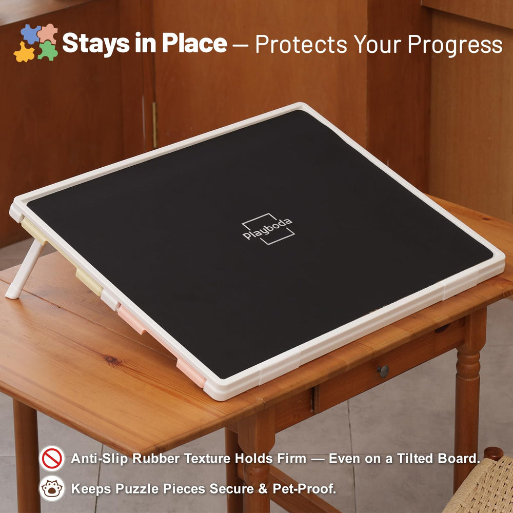 Playboda tilting puzzle board lightweight design weighing 9 lbs for easy movement.
