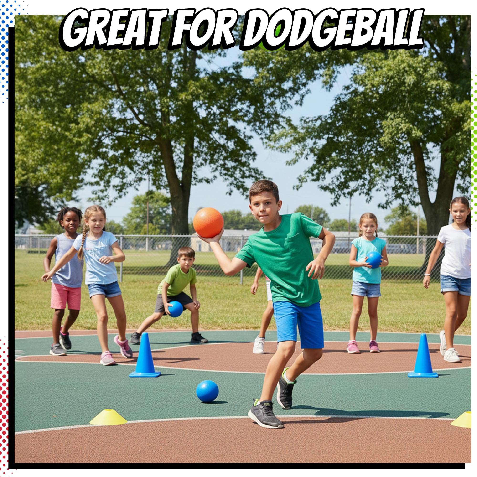 PlayBolt 5” playground ball red close-up emphasizes easy grip for kids during games.