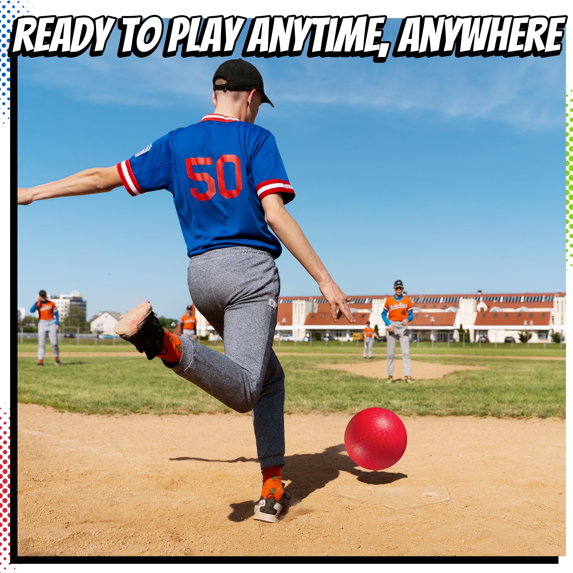 PlayBolt 8.5-inch orange playground ball ideal for kickball