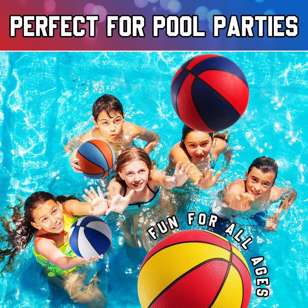 PlayBolt mini basketballs in assorted colors for bright, visible play.
