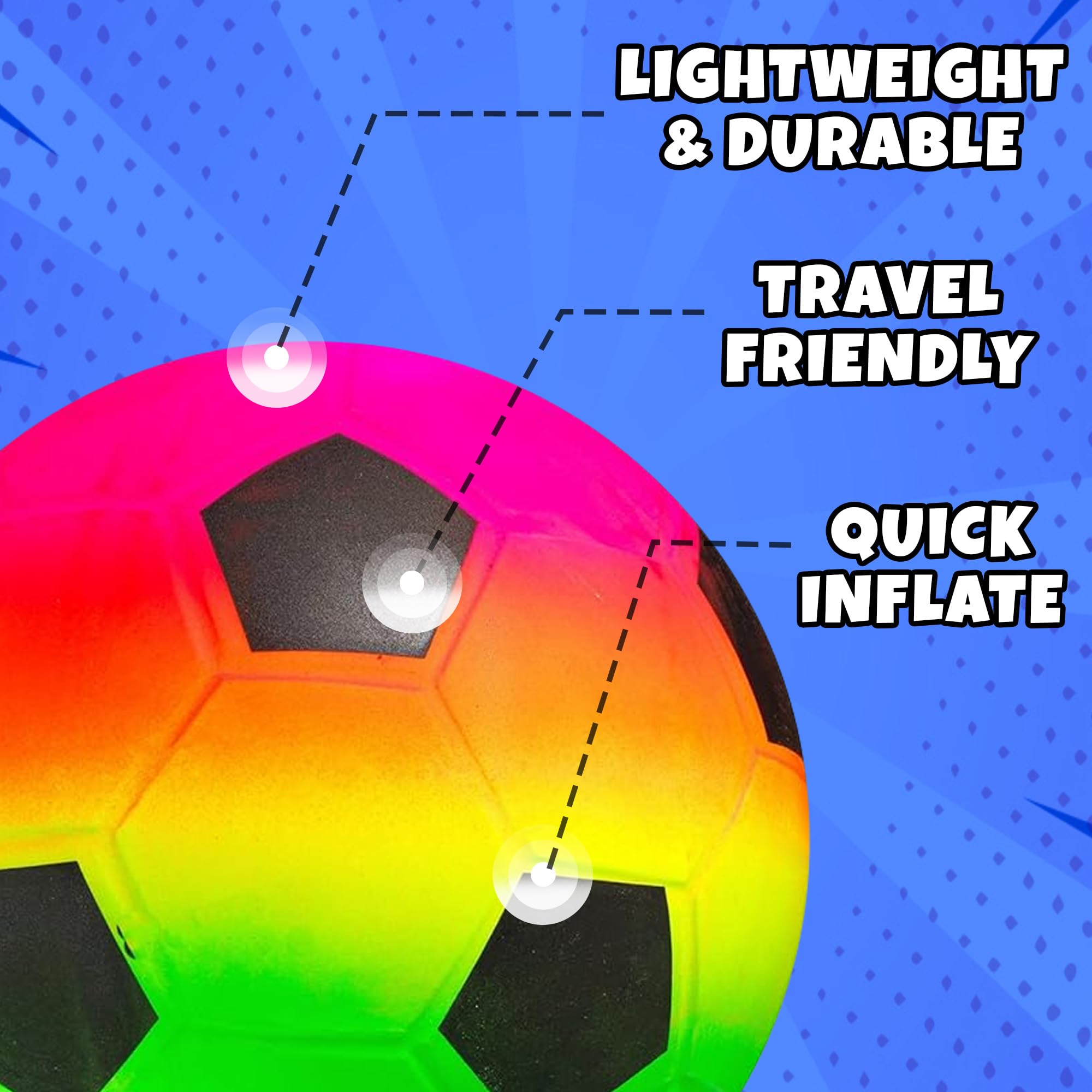 PlayBolt rainbow balls ideal for parties, gifts, and classroom activities.