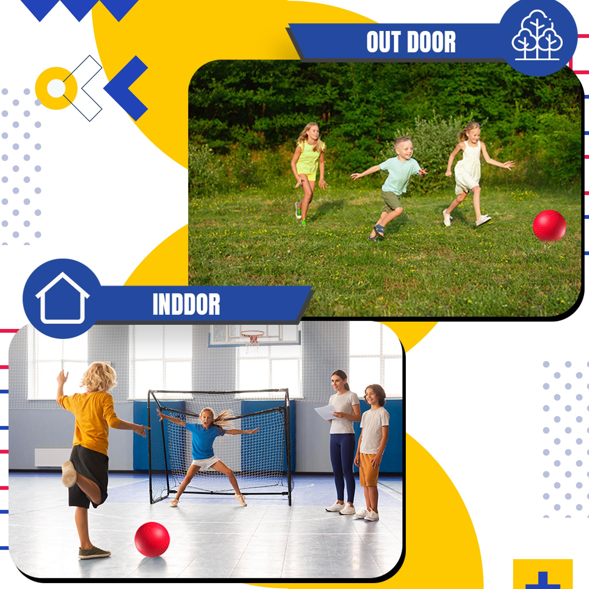 PlayBolt 8.5 inch red ball used for indoor and outdoor play.