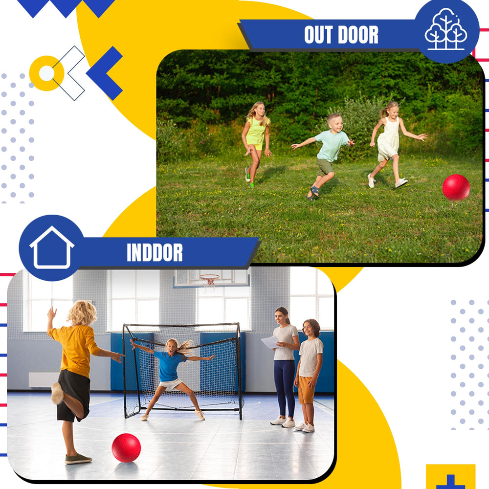 PlayBolt 8.5 inch red ball used for indoor and outdoor play.