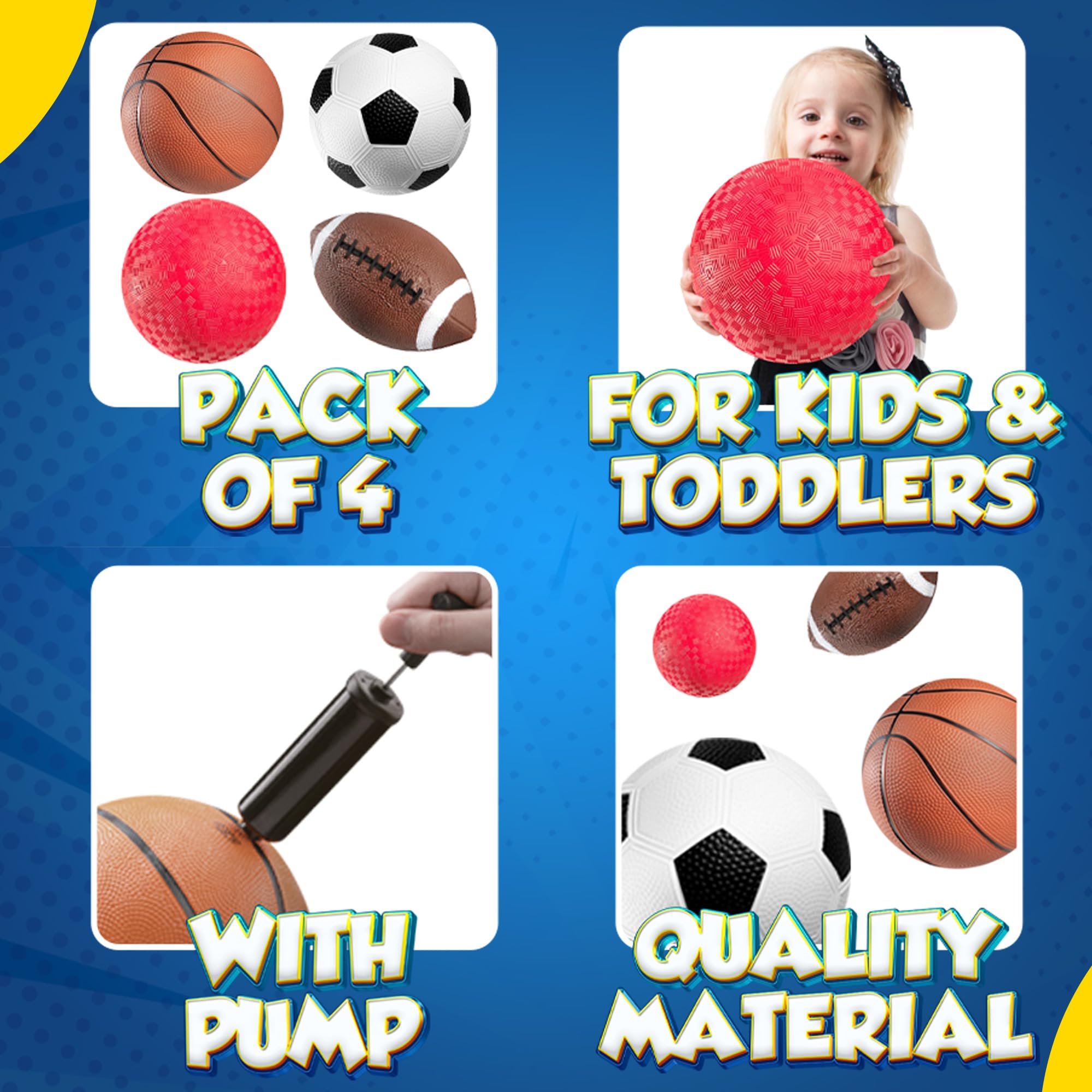 PlayBolt hand pump with two inflation needles enables quick setup.