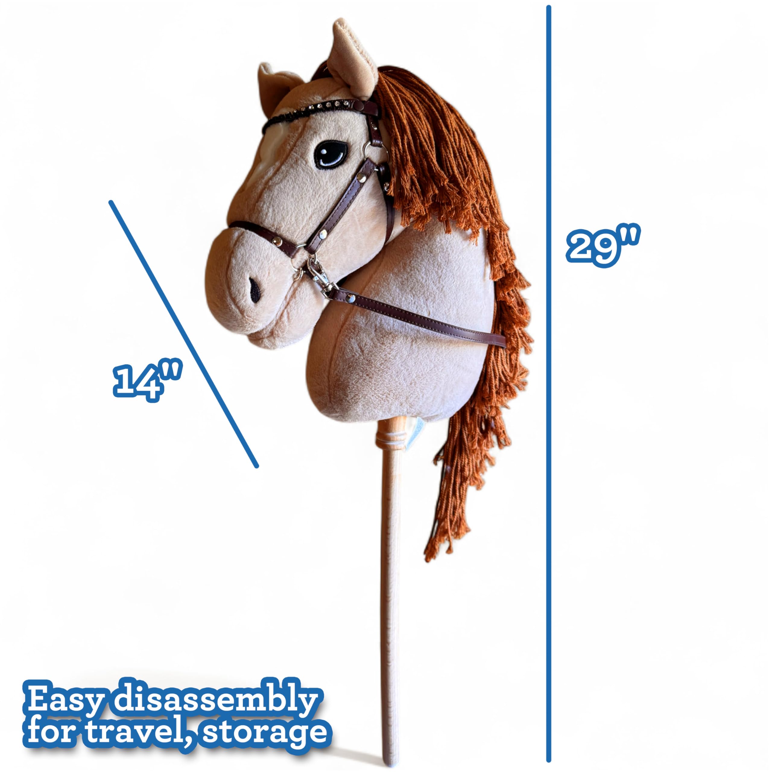 Playful Minds hobby horse removable reins for flexible play.