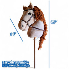Playful Minds hobby horse removable reins for flexible play.