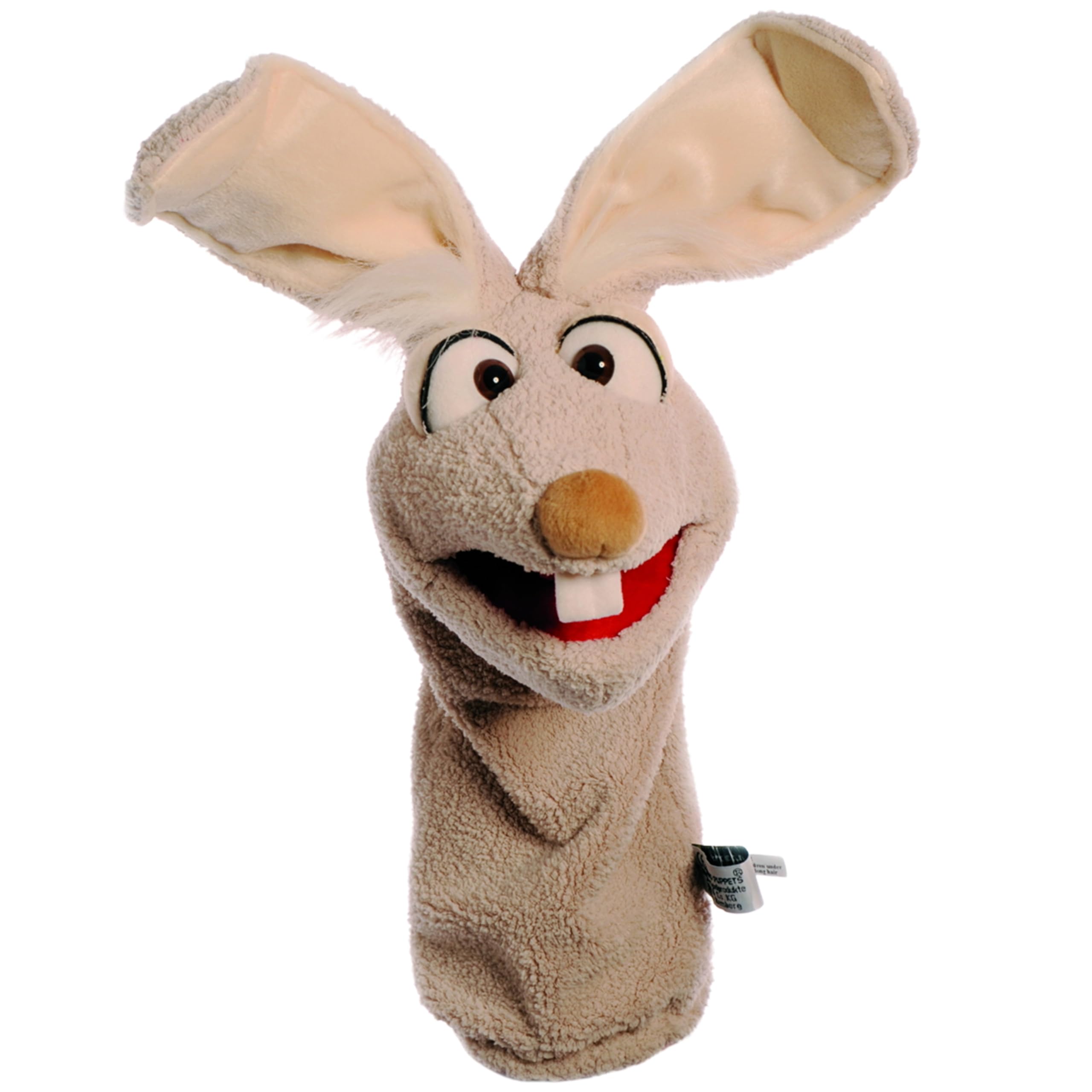 Playful Minds Fred Rabbit puppet front view for immersive storytelling and cuddly play.