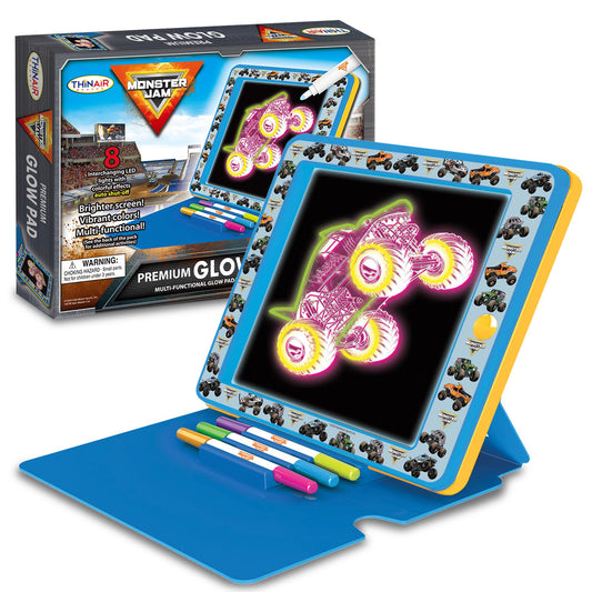 Playful Minds Monster Jam glow pad front view with bright LED surface for kids