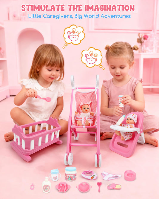 PLAYFULBAY baby doll crib for nurturing role-play and calm storytelling