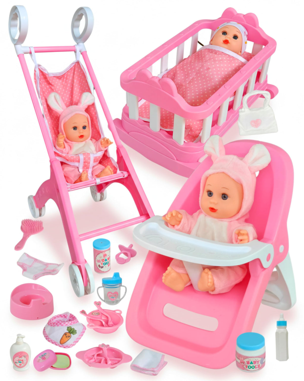 PLAYFULBAY baby doll stroller for imaginative play and pretend outings
