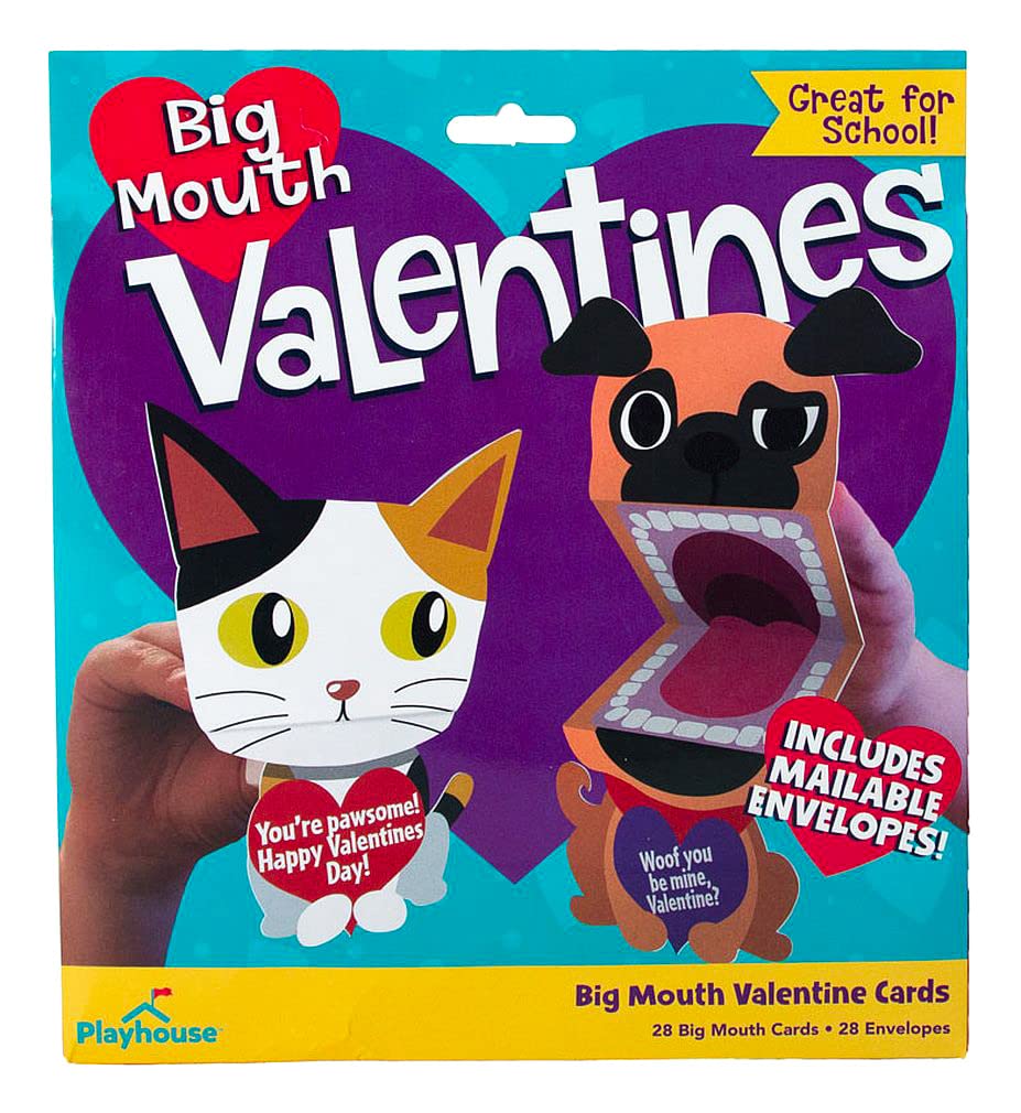 Playhouse Big Mouth Pets card front with colorful animals for classroom valentine exchanges