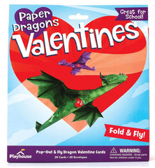 Playhouse Fold and Fly Dragons front designs for classroom valentines.
