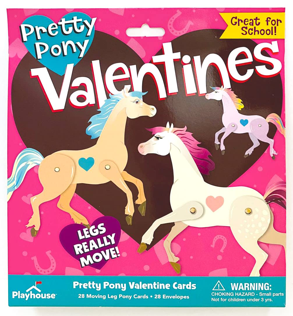 Playhouse Pretty Prancing Ponies card front with colorful, die-cut design for class exchanges