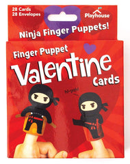Playhouse Super Ninja finger puppets box front, ideal for classroom Valentine exchanges.