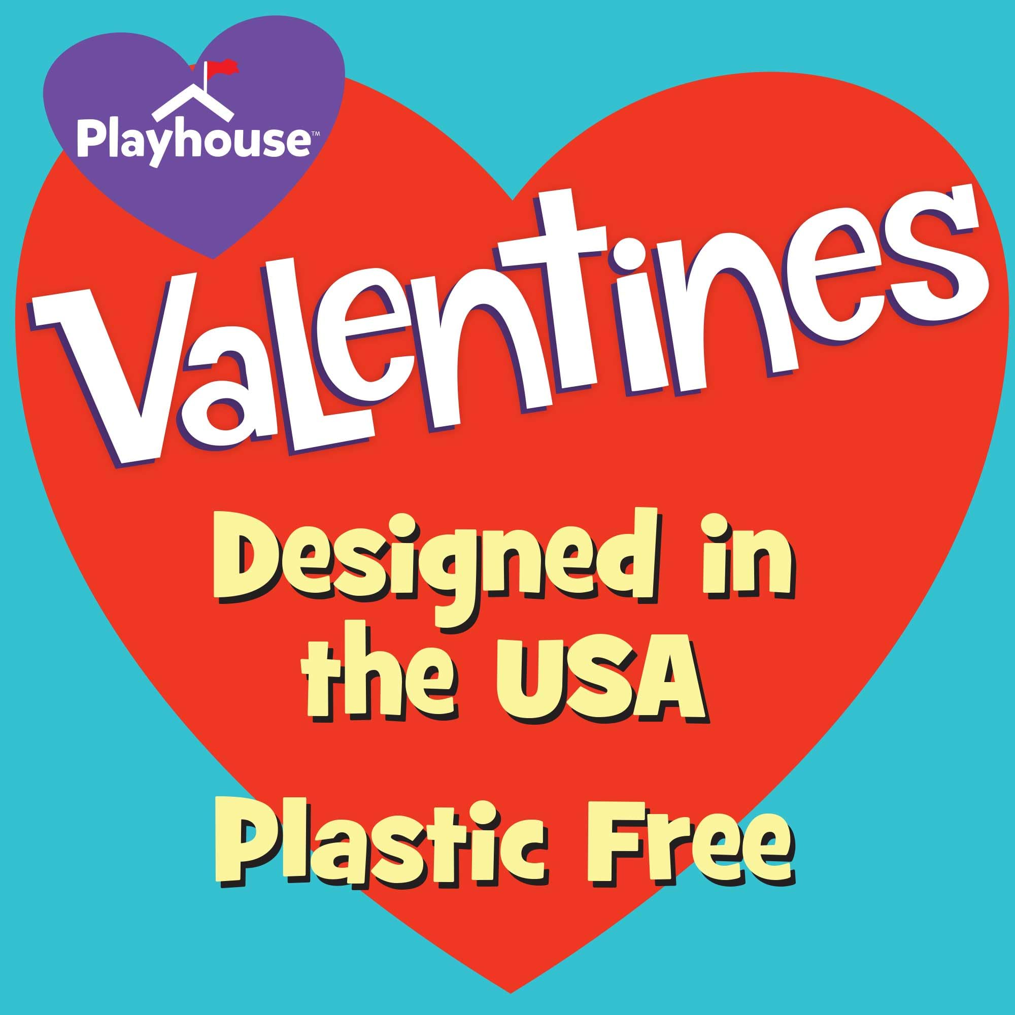 Playhouse three-styles vibrant Valentine cards highlight variety for gifting.