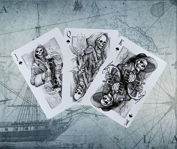 PLAYING CARD DECKS.COM Neptune’s Graveyard mermaid illustration enhances ocean-themed parties and storytelling games.