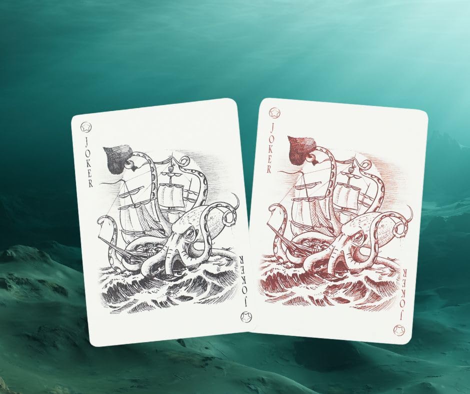 PLAYING CARD DECKS.COM Neptune’s Graveyard ocean-depths art enhances dramatic table visuals.